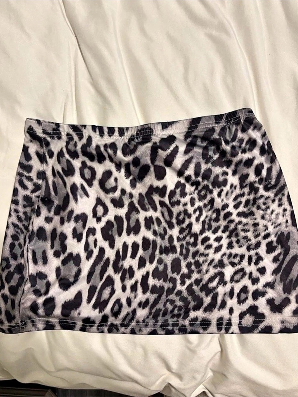 Women's Leopard Print Mini Skirt in Gray & Black